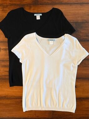 Espresso Short Sleeve V-Neck Sweater-Size S-Bundle of 2